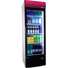 ZORRO - Drinks Fridge ZK 380 Litres with Advertising Board - White/Black - Bottle Fridge - Fridge with Glass Door - Gastro Drinks Cooler - Party Fridge - Advertising Board