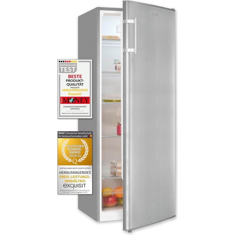 Exquisit Full-Room Fridge KS320-V-H-040D Inoxlook | Net Capacity: 242 L | Without Freezer Compartment