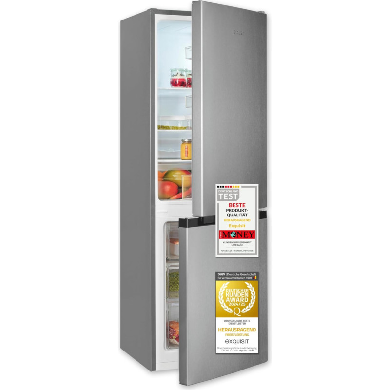 Exquisit KGC5231-60-E-050C Fridge-Freezer, 144 cm Height, Fridge Freezer, 4-Star Freezer, 157 Litres, Quick Chilling, KGC5231-60-E-050C