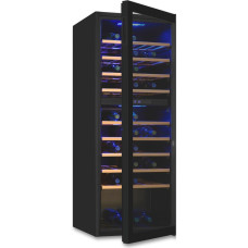 Exquisit WS2-78-GTE-160G Wine Fridge 2 Zones Space for 78 Bottles 194 Litres Recirculation Fan 9 Wooden Shelves Digital Temperature Display Black