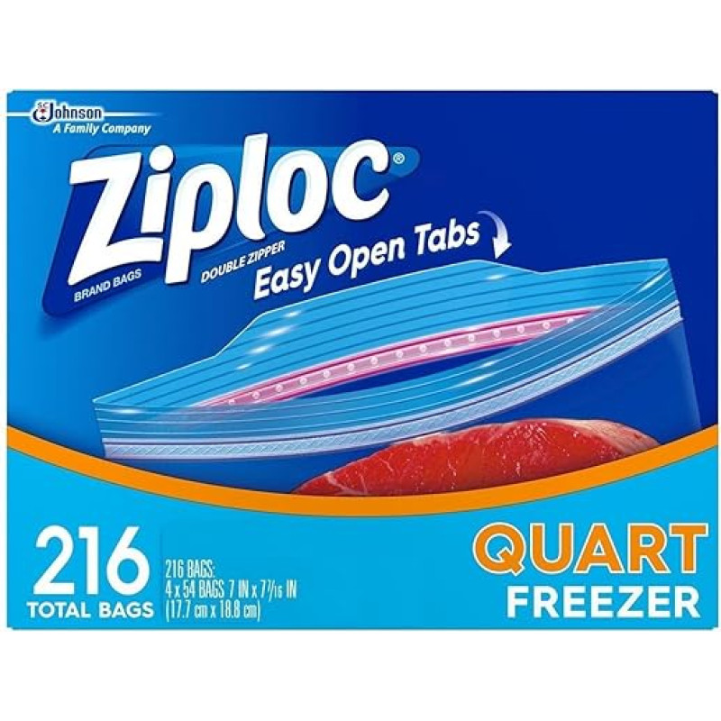 Ziploc Heavy Duty Freezer Quart 4 x 54 Pockets 17.7 cm x 19.5 cm