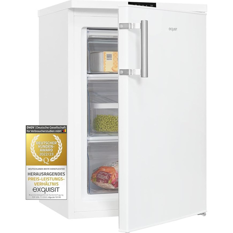 Exquisit GS81-HE-010D Freezer White | 85 L Net Capacity | White | Freezer Drawers | Freezing | Cooling | Door Hinge Changeable