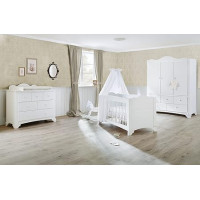 PINOLINO Pino Baby Room Furniture Set Wide Large Cot Changing Table and Wardrobe Grows with Your Child White