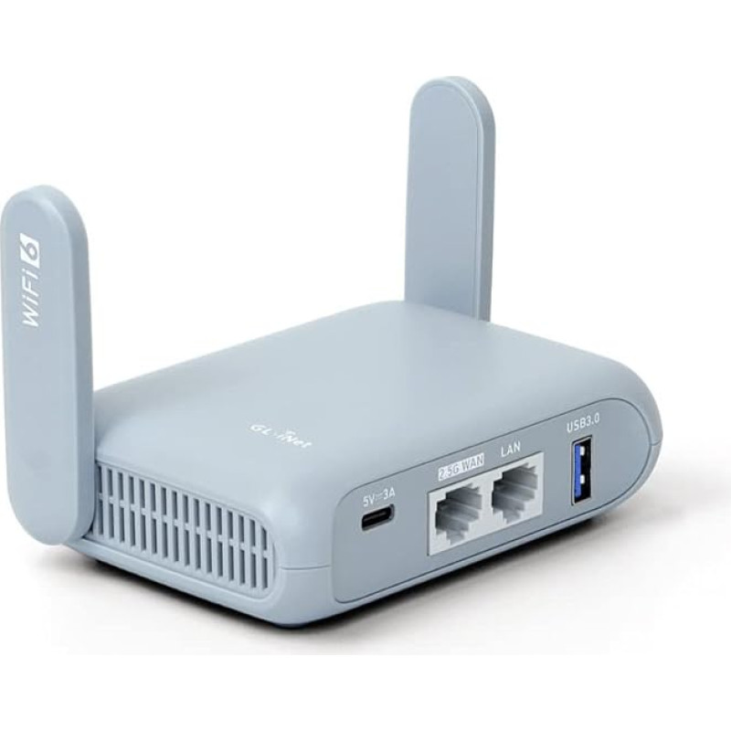 GL.iNet GL-MT3000 (Beryl AX) mobiilne reisiruuter, WiFi 6 ruuter, VPN mobiilne WLAN ruuter mobiilne, Pocket WiFi, 2.5G Gigacube port, reisi WLAN juurdepääsupunkt valguskaabli modemile, Openwrt/Wireguard/Home