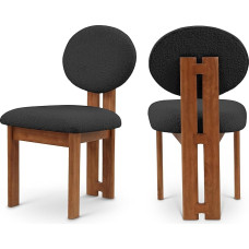 Meridian Furniture 489Black-C Napa Collection Mid-Century Modern Bouclé kangast polsterdatud söögitool rikkaliku musta bukleekangaga, täispuit, 17.5