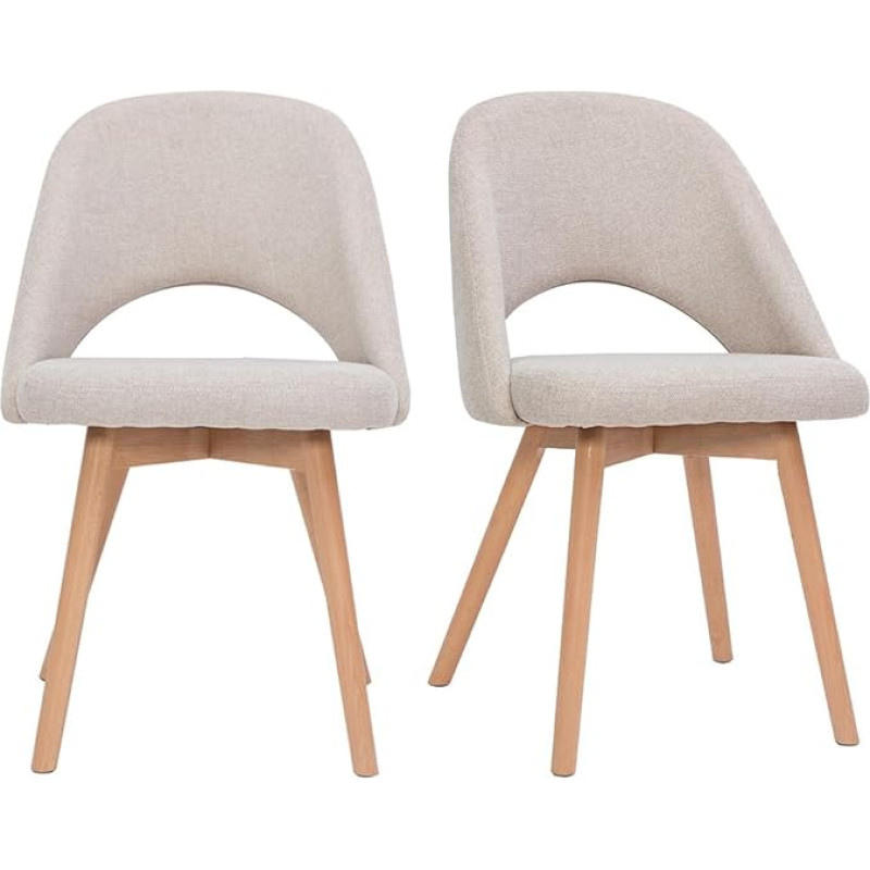 Skandinaavia toolid beežist sametist kangast ja täispuidust (2 tk) Cosette (komplekt)