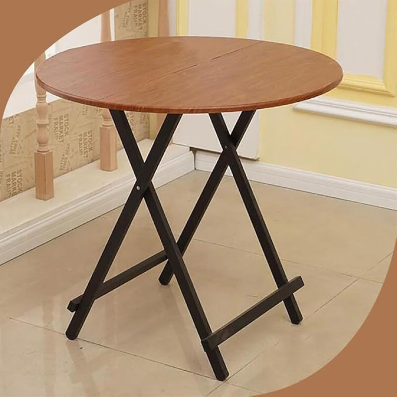 Kokkupandav ümmargune küljelaud, läbimõõt 80cm, kõrgus 74cm, kaasaskantav laud telkimiseks ja teelaud, puidust söögilaud terrassile, aeda, rõdule, kööki ja väikestesse ruumidesse (60cm x 55cm).