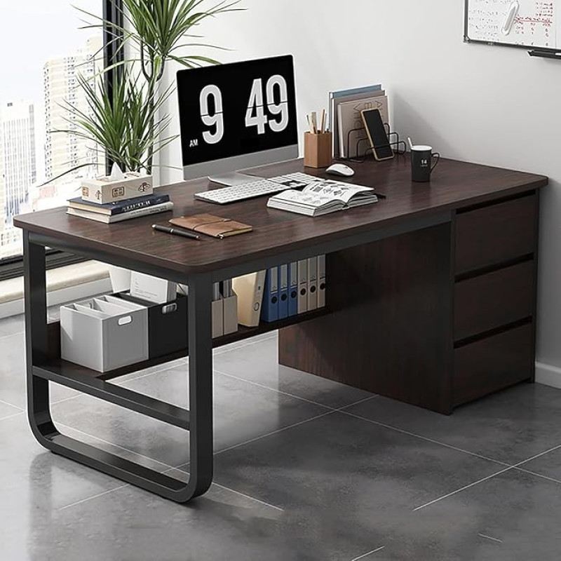 Moderner Computertisch mit 3 Schubladen, stabiler Gaming-Schreibtisch, lihtsam Arbeits- und Arbeitstisch für Studenten, ideales Heim- und Büromöbel, ergonoomisches Design für Komfort