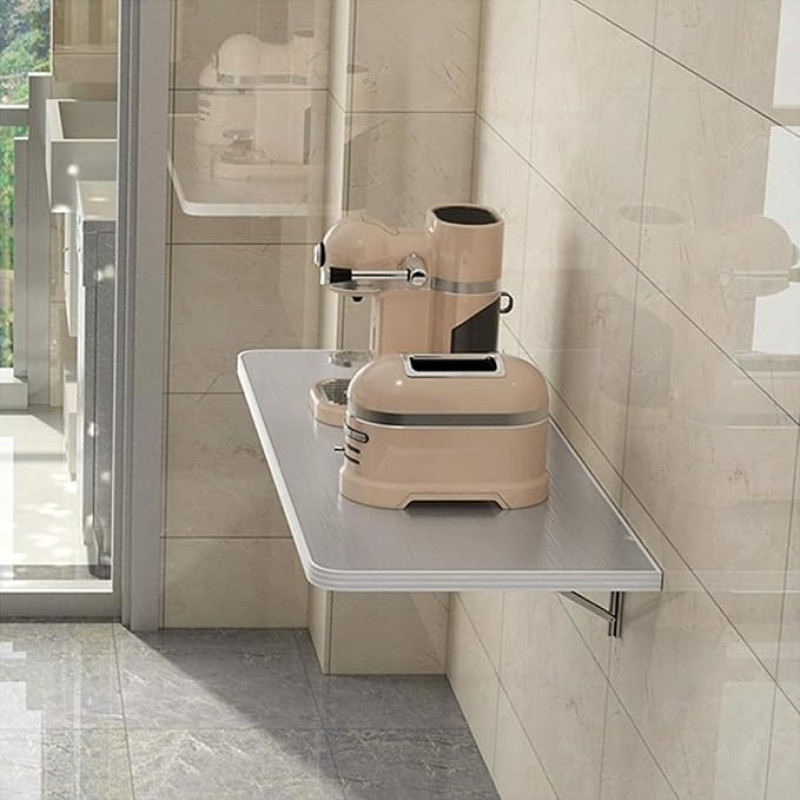 Klappbarer Wandtisch, Klappbare Werkbank, Wandschreibtisch, herunterklappbarer Esstisch, Wäschetisch, Wandregal, Nachttisch, Gaming-Schreibtisch, Kleiner, Faltbarer Schreibtisch mit Edelstah