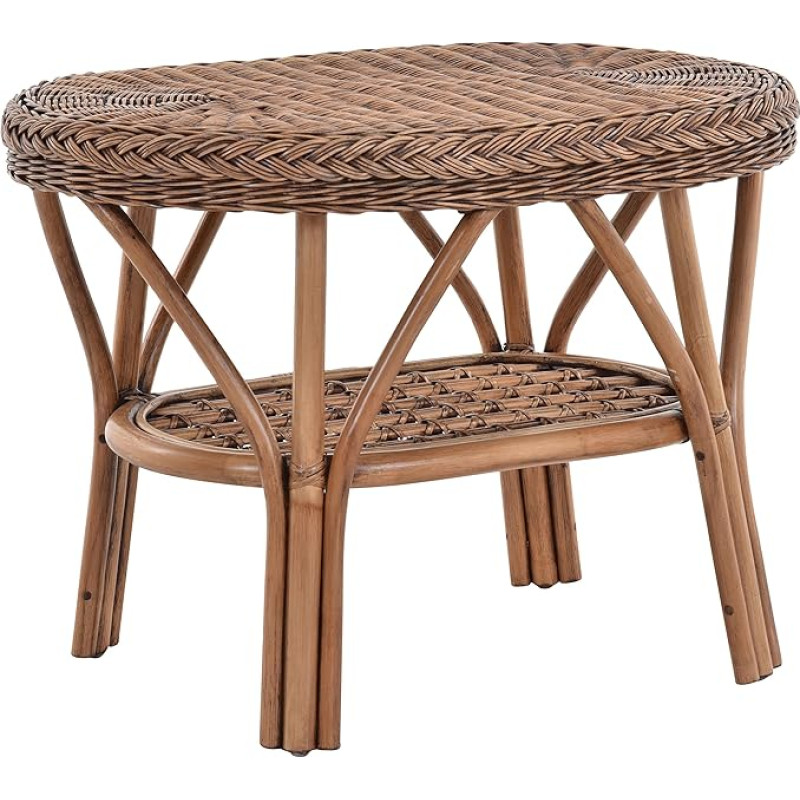 korb.outlet rotangist laud / ovaalne küljelaud / kohvilaud rotangist lauariiul (ovaalne - Vintage Brown)