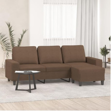 QJBSAVVA 3-Sitzer Sofa mit Hocker Braun 180 cm Stoff Sofa Modernes disain Robust & Langlebig Bequem für Wohnzimmer Balkon und Gästezimmer