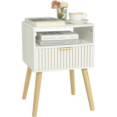 MaxSmeo Mid Century Modern valge 2-tasandiline öökapp 30cm D x 40cm W x 60cm H