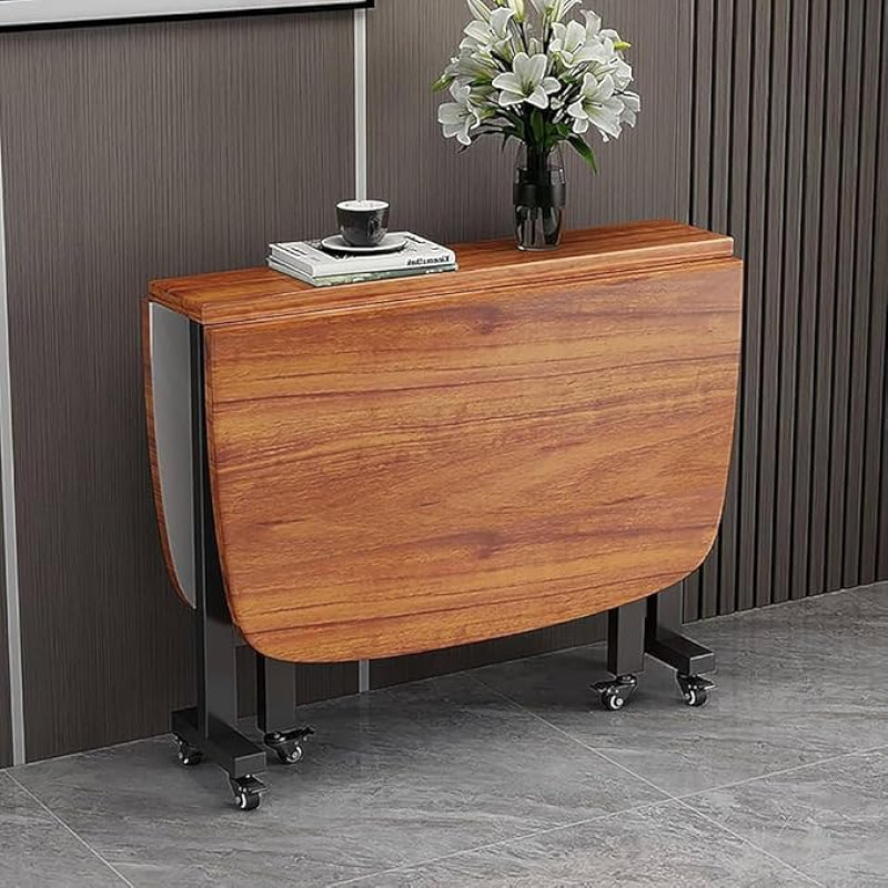 Kokkupandav puidust söögilaud ratastega Ruumisäästlik pikendatav liblikas disainiga pruun köögilaud 100 x 60 x 75 cm Täiuslik väikestesse ruumidesse