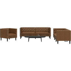 Chesterfield-Sofa Set 2+3 Sitze, Braun, Holz, Schaumstofffüllung, max. 110 kg - Mit Stability & Komfort Model3209273