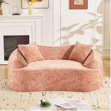 Roosa kumer kahekohaline diivan koos käetugedega, kompressioonis diivan 2 padjaga, kreemikas diivan väikestesse ruumidesse, elutuppa, magamistuppa, ei vaja kokkupanekut