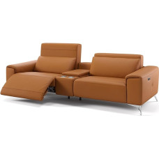 sofanella Bella nahast 2-kohaline kinosohva, disainer kahekohaline kodukino diivan, Itaalia disain, kvaliteetne nahast diivan lõõgastava istme reguleerimisega, konjaki M: 234 laius x 100 sügavus