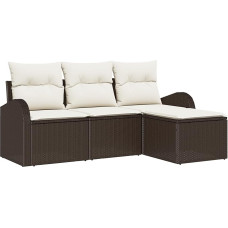 Rantry 4-teiliges Garten-Sofaset mit Kissen Braun Poly-Rattan Gartenlounge Model3345988