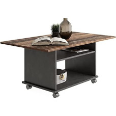 Azur kohvilaud Matera Artisan Oak Old Style Wheels Table koos kambriga (Matera Old Style Dark)