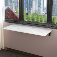 Klapptisch zur Wandmontage, an der Wand montierter Klapptisch, platzsparender, Faltbarer, schwebender Schreibtisch, an der Wand montierter Klapptisch mit Ständer, grau, L50 x B30 cm (L19,6 x