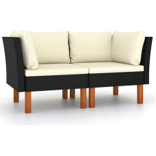 ARKEM nurgadiivanid Pack of 2 Polü rotangist ja eukalüptist täispuidust väike diivan teismeliste tuppa diivanvoodi alaline magamiskoha mööbel elutuba