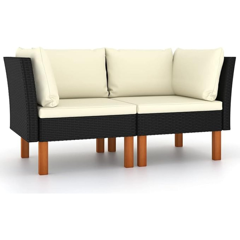 ARKEM nurgadiivanid Pack of 2 Polü rotangist ja eukalüptist täispuidust väike diivan teismeliste tuppa diivanvoodi alaline magamiskoha mööbel elutuba