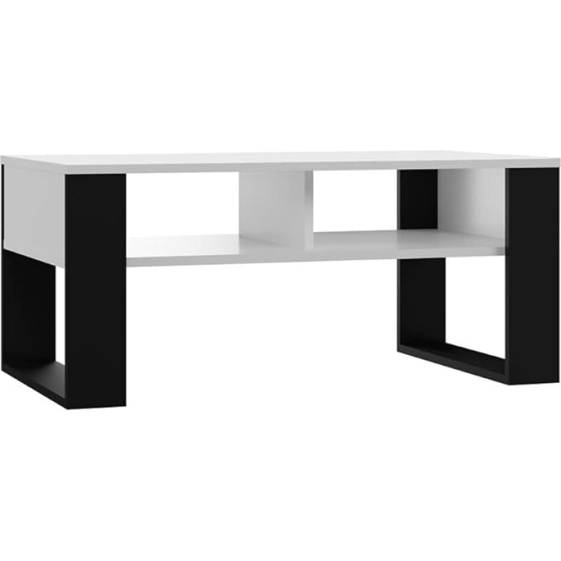 Moodne kohvilaud 90 x 58 x 50 cm Ristkülikukujuline teelaud elutuppa elutoa lauale (valge/must)