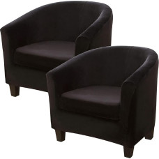 BHCCY 2-osaline Samt-Stretch-Schonbezug-Set: Spandex-Wannen- und Sesselbezüge mit Kissenschutz für Wohnzimmer, Hotel und Bartheke (schwarz): Spandex-Wannen- und Sesselbezüge mit Kissenschutz für Wohnzimmer, Hotel und Bartheke (schwarz)