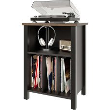 Record Player Stand, Vinyl Record Storage Table, Side Table with Display Shelf, Holds kuni 130 Albums, Large Wooden Bedside Table, Turntable Stand, Cabinet, Side Table for