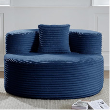 Ligterra 112 cm Single Bean Bag Diivan, Ülisuur diivanvoodi, kaasaegne Corduroy kangast põrandakohver, ei vaja kokkupanekut, põrandakohver elutuppa, kontorisse (sinine)