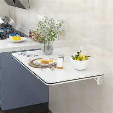 Klappbarer Wandtisch für kleine Räume, Klapptisch, 30/40/50 cm breit, faltbarer Schreibtisch, schwimmender Esstisch, hängender Computertisch, faltbarer Arbeitstisch (valge, 50 x 30 cm)