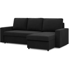 Mebligo - NEO Collection nurgadiivan magamisfunktsiooniga ja voodikastiga 231 x 140 x 92 cm Elamismaastiku diivan L-kujuline universaalne vasak ja parem iste Bonell vedrustusega, must