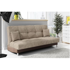 LIKMA Togo Capuccino 3-kohaline diivan + pruun kunstnahk 195 x 91 x 85 cm Sleep Function voodikonteiner 2 padjaga diivan koos voodifunktsiooniga Tepitud diivanvoodi ilma käetoeta