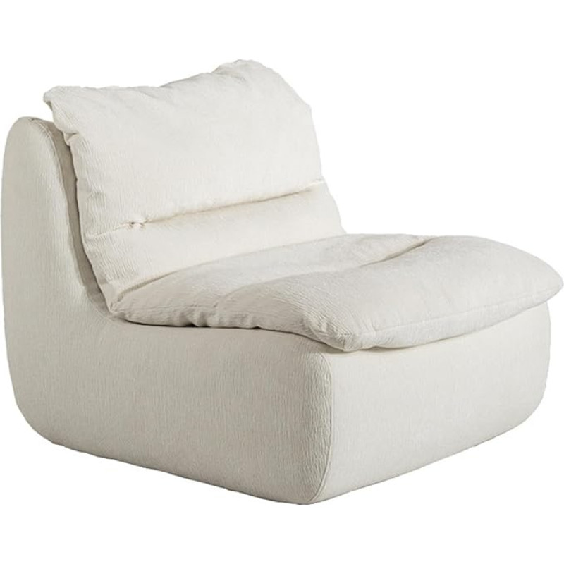 Llchaensc Single Diivan Diivan - Elegantne aktsenttool ilma käetoeta elutuppa, mugav diivan suure tihedusega vahtpolüstri baasiga, mugav tool mooduli istmega väikestesse ruumidesse, valge