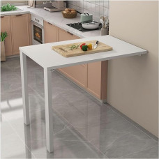 Klappbarer Esstisch aus Massivholz für kleine Räume, ausziehbarer Küchentisch mit Beinen, breiter schwebender Tisch für Esszimmer, platzsparend, faltbarer Wandtisch (80 x 80 x 30 cm), Massivholz