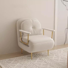 Klappbares Schlafsofa mit Kissen, Schlafstuhl, moderner Eisenrahmen, stark tragende Couch für Wohnzimmer, Apartment, Gästebüro (Farbe: Weiß, suurus: 68 cm)