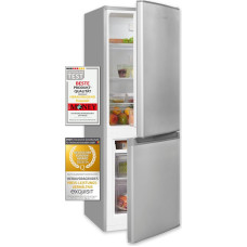 Exquisit Fridge and Freezer Combination KGC232-60-E-040E Silver | Standing Unit | 173 L Volume | Silver | LED Light | Door Hinge Changeable | Vegetable Compartment | Glass Shelves | Cooling and