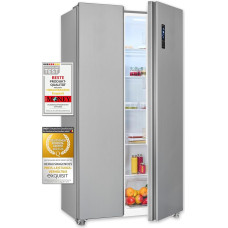Exquisit Side-by-Side Fridge, Fridge-Freezer, NoFrost, 442 Litres, Quick Freeze, Alarm, 4-Star Freezer, LED Display, SBS546-040E Inoxlook