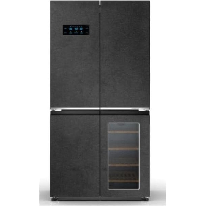 PKM Wolkenstein WCD 595 EWTS NF Cross Door Fridge-Freezer | 606 L | With Wine Fridge | Granite Look | NoFrost | Display with Touch Control | Triple Fresh with Moist & Dry Zone