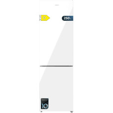 Cecotec Bolero CoolMarket Combi 250 White Glass D Inverter Plus Compressor, White Glass 180 x 55 cm, 250 L, No Frost, Energy Class D, Multi Air Flow, Quick Cooling and Humidity Box