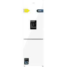 Cecotec Combination Fridge - 250L - Water Dispenser - Bolero Coolmarket Combi 250 WD White Glass D. No Frost, Inverter Compressor, Low Consumption, Fast Cooling Mode, Reversible Door and Alarm