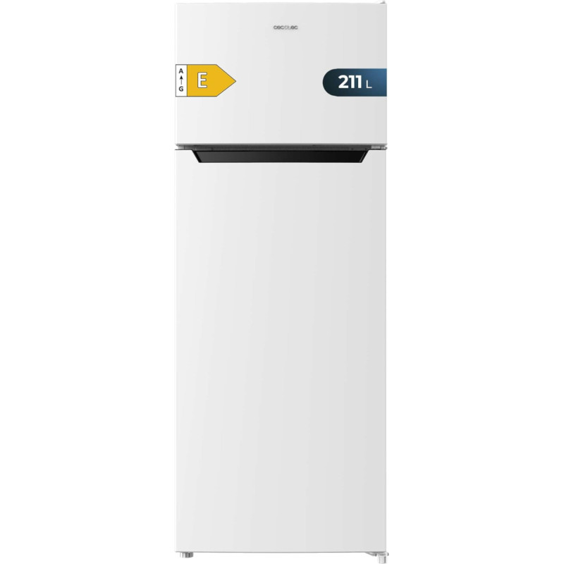 Cecotec CoolMarket 2D Bolero Fridge 2D 211 White E. Motor Defrost Fridge with 2 Doors, White, 143 x 54 cm, Capacity 211 L, Reversible Door, Energy Class E, with Quick Freeze Mode