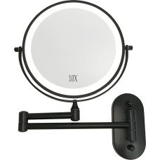 Yarhom kosmeetiline suurendav peegel LED tuledega, 1X/10X kahepoolne suurendamine, laetav vannitoa seinapeegel meikimiseks ja raseerimiseks (must, 10X suurendamine)