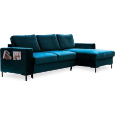 MIUFORM nurgadiivan magamisfunktsiooniga ja voodikastiga, Lofty Lilly, elamiskoormuse diivan, diivanvoodi, elutuba, külalistetuba, sametkangas, metalljalad (petrooliroheline, parempoolne joondamine)