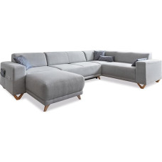 MIUFORM U-kujuline nurgadiivan magamisfunktsiooniga ja voodikastiga, klassikaline Sophie, elamiskoormus, diivan, diivanvoodi, elutuba, külalistetuba, puidust jalad (helehall, parempoolne orientatsioon)