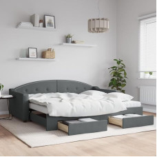 LAPOOH Tagesbett Ausziehbar mit Schubladen Dunkelgrau 90x200 cm Stoff, Schlafsofa, Daybed, Daybed, Bettsofa, Diivan Bed, Sofabett, Schlafcouch, Jugendbett, Bettgestell, Bettcouch 3197585