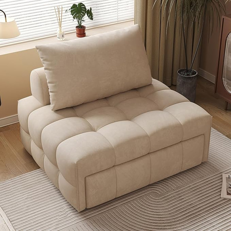 Diivanvoodi väikestesse ruumidesse, kokkupandav külalisvoodi, 3-in-1 multifunktsionaalne diivanvoodi, laisk diivan elutuppa, korterisse, kontorisse (värv : beež, suurus : 125cm)