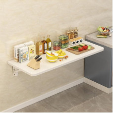 Ruumisäästlik kokkupandav köögilaud seinale paigaldatav ujuv laud kodukontorisse Kompaktne DropLeaf laud väikestesse ruumidesse, 80 x 50 cm, kaasaegne valge disain