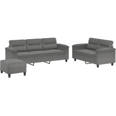 Dunkelgrauer Mikrofasersofa-Set mit Fußhocker, 2+3 Sitze, 180x50 cm, für Wohnzimmer Model3202346