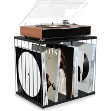 Plaadimängija stend 3 sektsiooniga ja vinüülplaatide hoidmine 100+ LP-le - multifunktsionaalne plaadiriiul ja ajakirjade hoidik ruumi säästev mööbli plaadihoidja jaoks