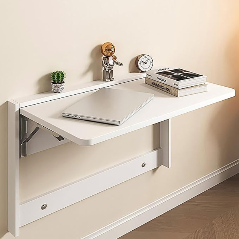 ZEQFEMKL Klappbarer Wandtisch mit Klappblatt, an der Wand montierter Klapptisch, an der Wand montierter Klapptisch, zusammenklappbarer Wandtisch, klappbare Schreibtische für kleine Räume, 63 x 47 cm